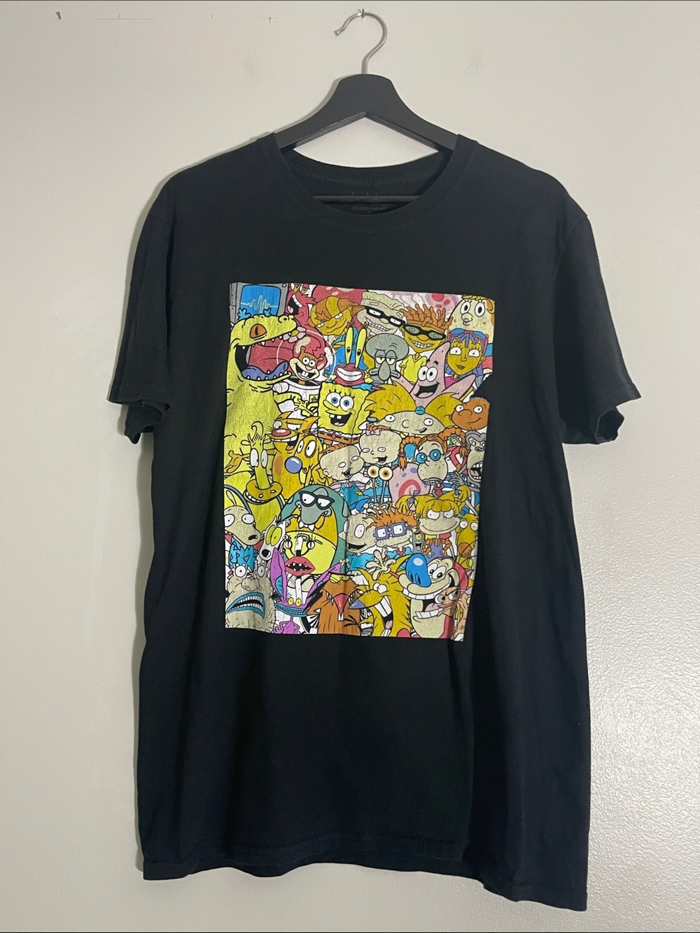 Nickelodeon Black Multicolor Cartoon Collage Tee